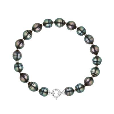 Armband echte Tahiti-Zuchtperlen, eingekreist, 9-10 mm