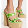 Public Desire Womens Wide Fit Carley Raffia Platforms in Green - Size UK 5 | Public Desire Sale | Discount Designer Brands