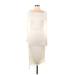 Fashion Nova Cocktail Dress - Midi Cowl Neck Long Sleeve: Ivory Solid Dresses - Women's Size Large