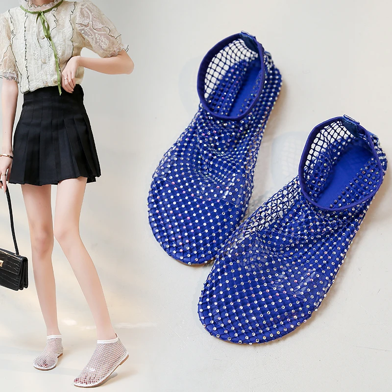 Mesh Atmungsaktive Strass Mode Vielseitige frauen Neue Ausländischen Stil Nische Gürtel Flache Weiche Sohlen Mary Jane Schuhe Frauen Schuhe