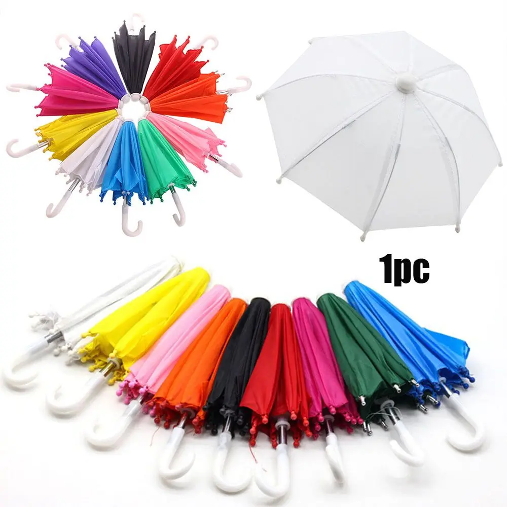 Neue Art bunte Kunststoff Mini Regenschirm Regen bekleidung Spielzeug Regenschirm Baby Spielzeug Mädchen Geschenk Puppe Verzierung Puppe Kleidung Dekoration