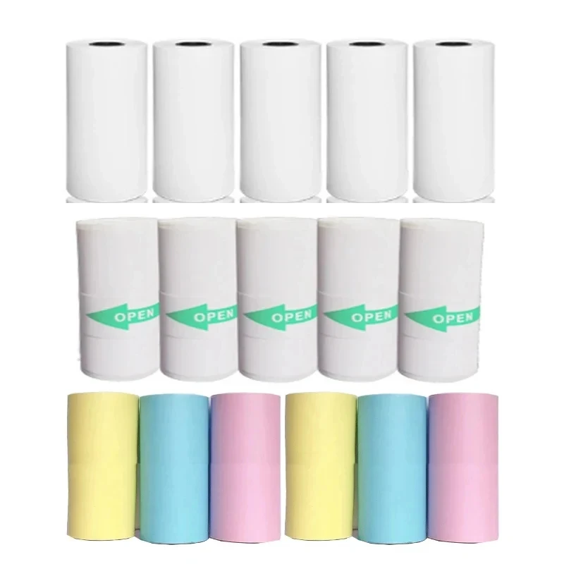 Papier d'imprimante papier thermique 58mm Mini rouleaux Photo 57*25MM couleur blanche cadeau autocollant bricolage étiquette reçu facture papier auto-adhésif