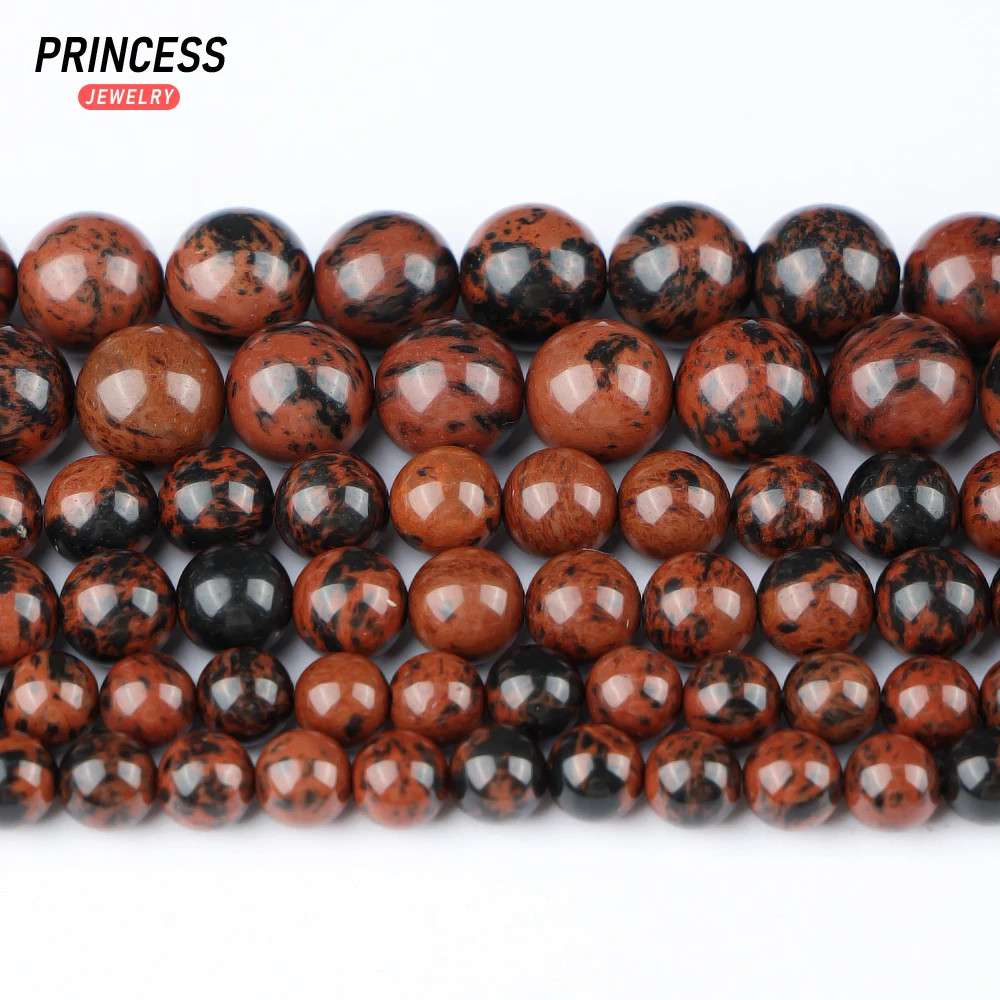 Perles en pierre d'obsidienne d'acajou naturel A ++, pour la fabrication de bijoux, perles d'espacement de Bracelet, accessoires de bricolage 4 6 8 10 12mm