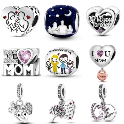 Hot Sale 925 Sterling Silver Mother's Day Gift Series Charms Beads Fit Original Pandora Bracelets