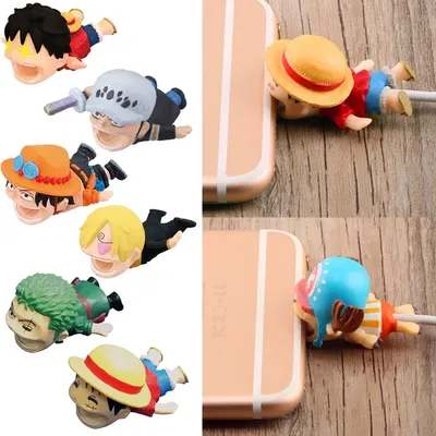 One Piece Kawaii Cable Bite Protector for Iphone Usb Cable Organizer Winder Charger Luffy Zoro Protector Toys Children Gift