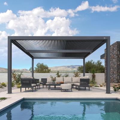 PURPLE LEAF Louvered Pergola Outdoor Aluminum Pergola with Adjustable Roof for Patio Hardtop Gazebo