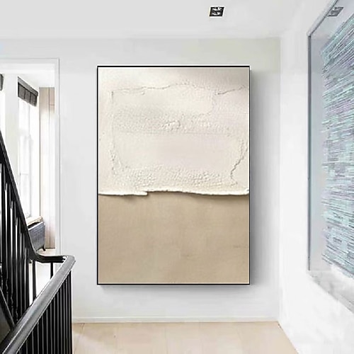 Ölgemälde handgefertigt Mitte des Jahrhunderts abstrakte weiße Ölgemälde neutral Dekor weiße Gips Malerei Wandkunst neu minimal skandinavischen mittelalterlichen 3D strukturierte Malerei Kunstwerk Image