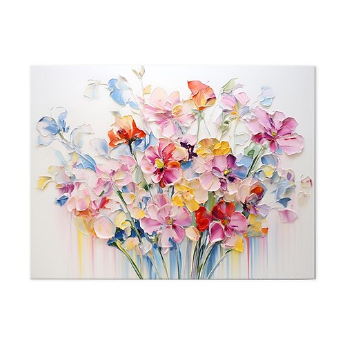 handgefertigtes Ölgemälde auf Leinwand, Wandkunst, Dekoration, moderne abstrakte Blumen für Wohnzimmer, Wohnkultur, gerolltes, rahmenloses, ungedehntes Gemälde Image