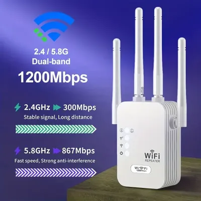 5Ghz WiFi Repeater 1200Mbps Router WiFi Extender Amplifier Dual Band 2.4G/5GHz Wi-Fi Signal Booster