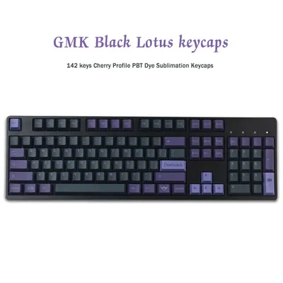 142 Keys GMK Black Lotus Keycaps Cherry profile PBT Dye Sublimation Mechanical Keyboard Keycap For