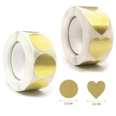 Gold Round Love Sealing Labels Store Candy Cake Packaging Decorative Stickers Holiday Party Wedding