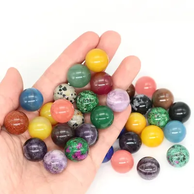 16mm Mini Natural Stone Crystal Ball Sphere Amethyst Rose Quartz Round Beads Healing Gemstone
