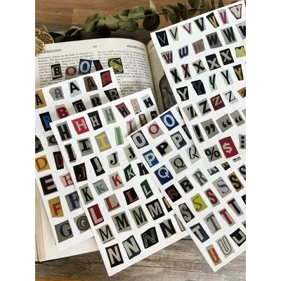 Korea Ins English Alphabet Number Symbol Label Sticker DIY Scrapbooking Journal Base Collage Diary