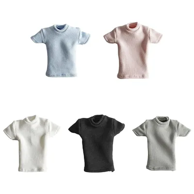 1/12 Female T Shirt, Handmade Doll Clothes Miniature Clothing 6'' Action Figure Model for 6in,