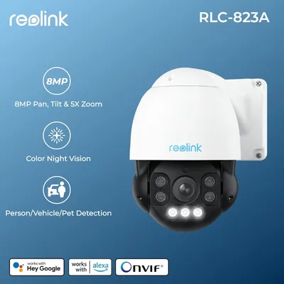 Reolink 8MP PoE IP Camera PTZ Pan/Tilt 5X Optical Zoom Human/Car/Pet Detection Color Night Vision