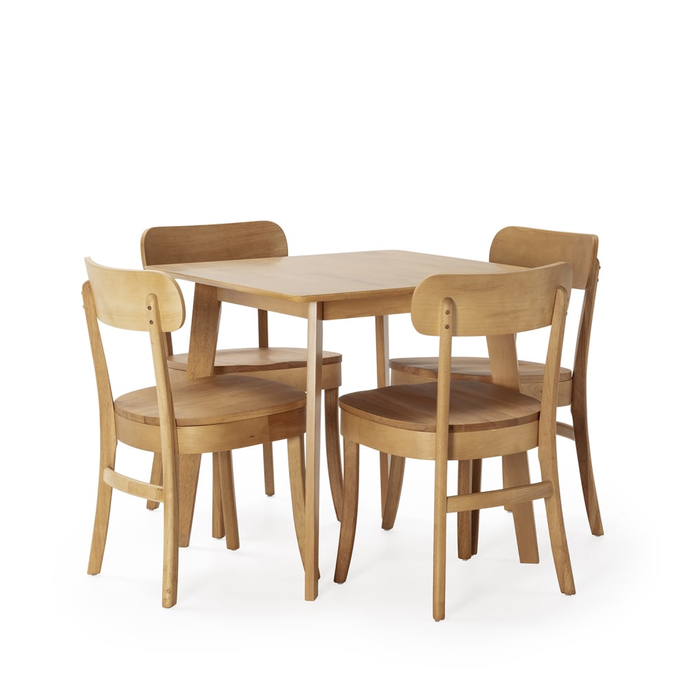Ensemble table 80x80 cm et 4 chaises de salle à manger Chêne