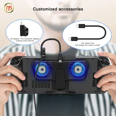 Cooling Fan with Bracket Dual C-port Adapter for Steam Deck Nintendo Switch Nintendo Switch OLED