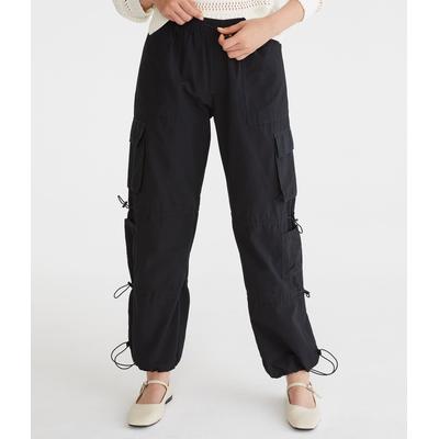 Aeropostale Womens' Mid-Rise Cargo Parachute Pants - Black - Size XS - Cotton
