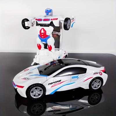 White Deformation Car Toy Car, Deformation Car Toy Car With Music And Lights, Universal Functions That Can Turn When Touched With Obstacles, Birthday Gift Christmas Gift Party Favors (without Battery)