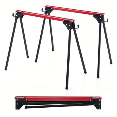 TEMU Lifezeal 2 Pack Folding Saw Horses Work Table W/ Quick Open Legs & 2 X 4 Support Arms