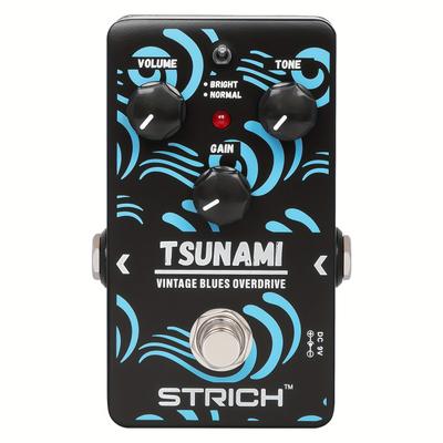 TEMU Strich Tsunami Overdrive Guitar Pedal, Blues Drive Vintage Overdrive Warm/hot Modes, True Bypass For Electric Guitar, Black