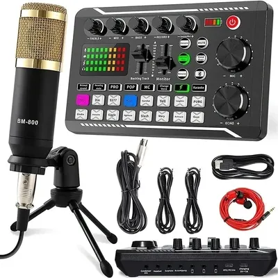 DJ Equipment Microphone Sound Card Console Studio Sound Card Kit Cable Phone Mixing Computer Live