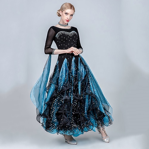 Für den Ballsaal Kleid Kombination Kristalle / Strass Pailetten Damen Ausbildung Leistung 3/4-Ärmel Tüll Eis-Seide Image