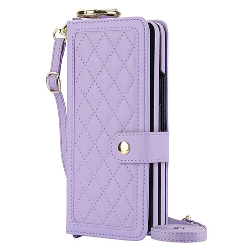 Handy Hülle Handyhüllen Für Samsung Galaxy Z Fold 7 Z Fold 6 Z Fold 5 Z Fold 4 Z Fold 3 Rückseite Mit Ständer Magnetisch mit Trageriemen Retro TPU PU-Leder Image