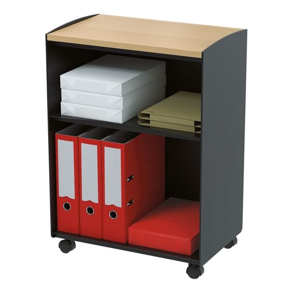 Paperflow Rollwagen - 2 Fächer schwarz, 51.4x72x33 cm