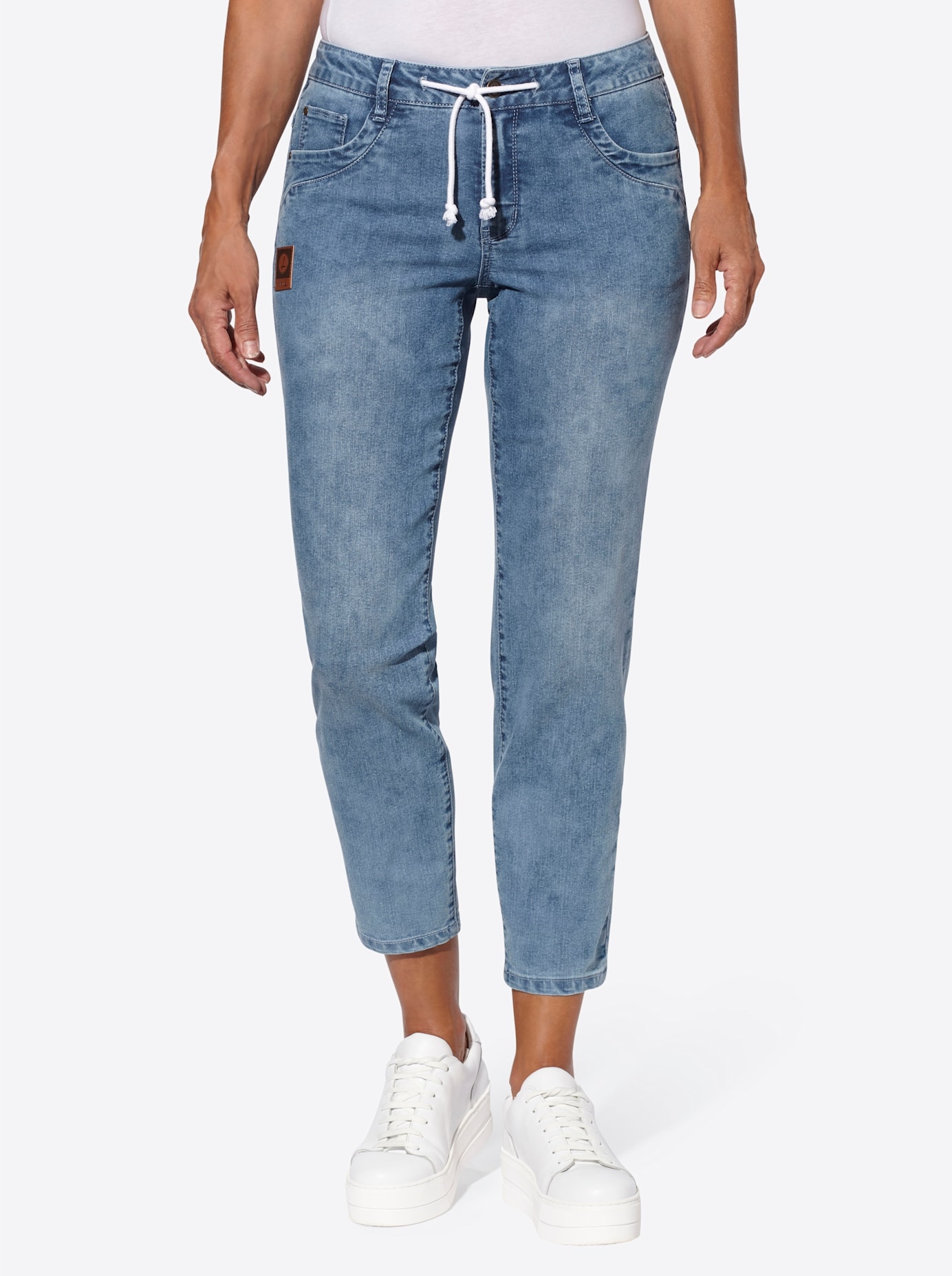5-Pocket-Jeans CASUAL LOOKS, Damen, Gr. 54, Normalgrößen, blau (blau, bleached), 81% Baumwolle, 17% Polyester, 2% Elasthan, unifarben, lang, Jeans 5-Pocket-Jeans