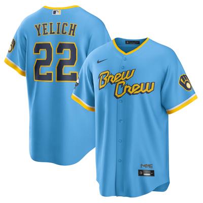 Nike Christian Yelich Powder Blue Milwaukee Brewers City Connect Replica-Spielertrikot für Herren Image
