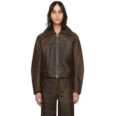 Hide Leather Jacket - Brown - Eckhaus Latta Jackets