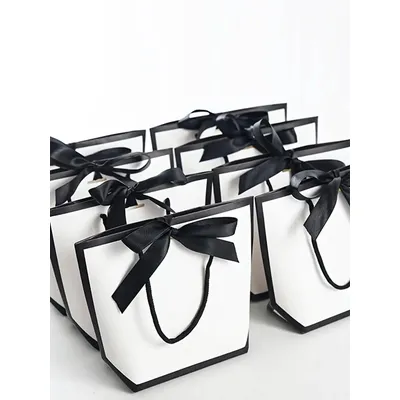 5/10pcs Portable Bag Gift Packaging Bag Simple Solid Color Shopping Bag White High-grade Paper Bag