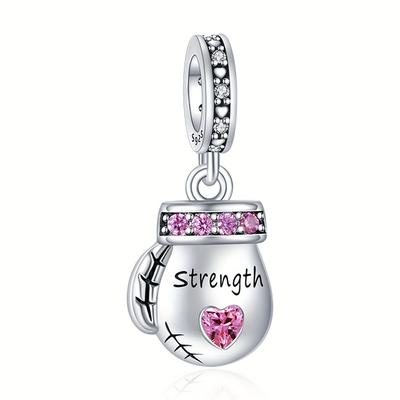 Women's 925 Sterling Silver Diy Charm For Bracelet & Necklace Girl's Power Boxing Glove Dangle Charm Cz Stone Fashion Diy Jewelry Making Pendant
