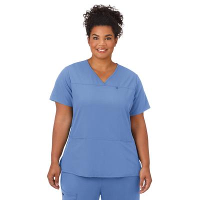 Plus Size Women's Jockey Scrubs Women's True Fit Crossover V-Neck Top by Jockey Encompass Scrubs in Blue (Size XL(18-20))