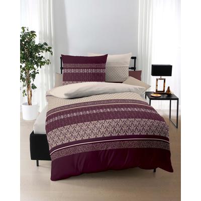 Bettwäsche KAEPPEL "Valencia", rot (bordeaux), B/L: 135cm x 200cm, , Feinbiber, B/L: 80cm x 80cm, Feinbiber, Obermaterial: 100% Baumwolle, Bettwäsche, angenehm wärmend Image