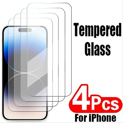 4PCS Tempered Glass For iPhone 11 12 13 14 15 Pro Max Glass Screen Protector For iPhone 14 15 Plus