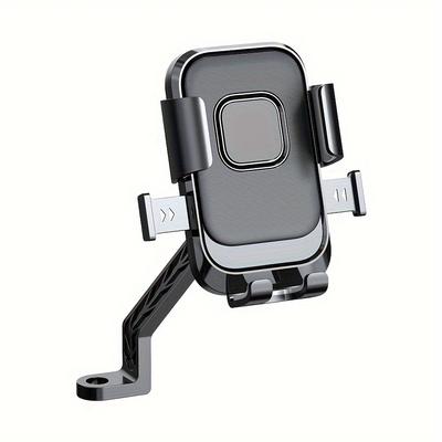 TEMU Universal Motorcycle Phone Mount, Abs Material, Rotatable Gps Navigation Holder Compatible With Bicycle, Scooter, And Motorbike Handlebars Or Rearview Mirror Fixation