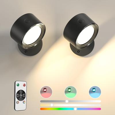 TEMU Lightbiz Led , Rgb Sconces 3000mah Rechargeable Battery Operated, 3 & Dimmable 360Â° For Bedside