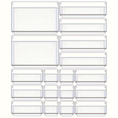 TEMU Rv Table And Desktop Organizers: 18 Clear Plastic Storage Bins For Bathroom, Bedroom, Dresser, Makeup, Kitchen Utensils, And Office Supplies - Suitable For Decor And Functionality