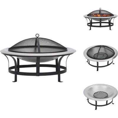 Vidaxl - Kamine - Living Garten-Feuerschale mit Grill Edelstahl 76 cm - Schwarz Image