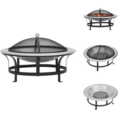 Vidaxl - Kamine - Living Garten-Feuerschale mit Grill Edelstahl 76 cm - Schwarz