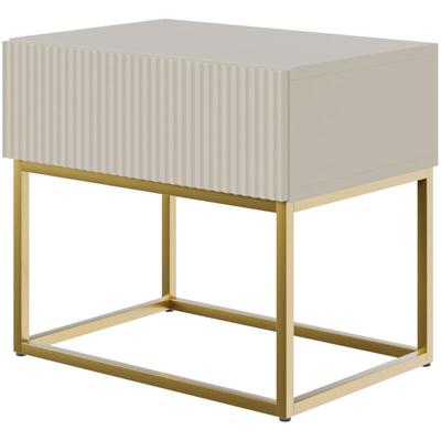 Selsey - veldio - Nachttisch mit Schublade, Graubeige Taupe mit goldenem Metallgestell, 50 cm Image