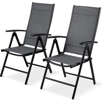 Liferun - Gartenstuhl Hochlehner Klappbar, 2er Set, Aluminium, mit 7-Fach Verstellbar Rückenlehne, Image
