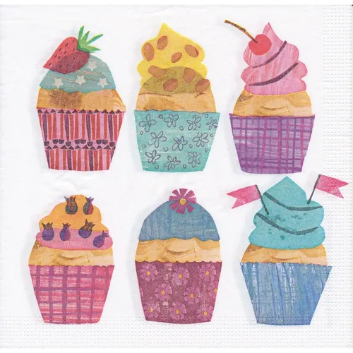 Papierservietten Cupcakes, 33 x 33 cm, 20 Stück