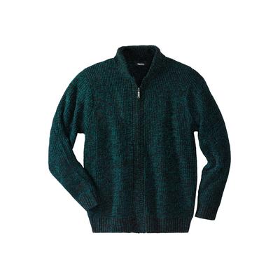 Men's Big & Tall Shaker Knit Zip-Front Cardigan by KingSize in Midnight Teal Marl (Size 4XL)