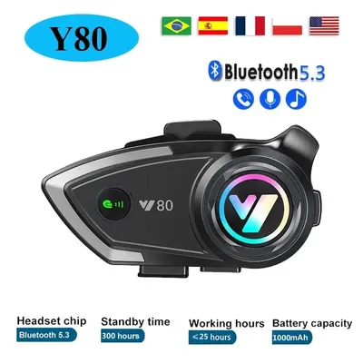 Y80 motorrad helm bluetooth headset wireless v 5,3 hands free anruf musik kopfhörer für fahrer moto Image