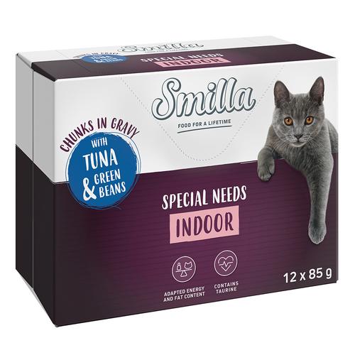 40 + 8 gratis! 85 g Smilla Häppchen mit Gemüse - Indoor mit Thunfisch und grünen Bohnen