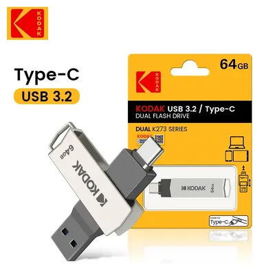 Kodak Typ C Zwei-in-Eins-USB-Flash-Laufwerk 32 GB 64 GB 128 GB Computer-Handy USB-Flash-Laufwerk mit doppeltem Verwendungszweck Rotierend Kreativ USB 3.1 Image