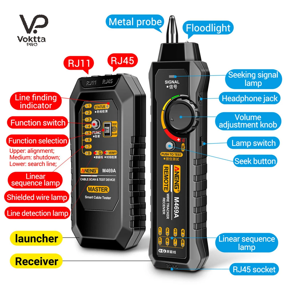 ANENG M469A Netzwerkkabel Finder RJ45 RJ11 LAN Kabel Finder Tester Anti-Interferenz Prüfung Instrument Netzwerk Reparatur Image